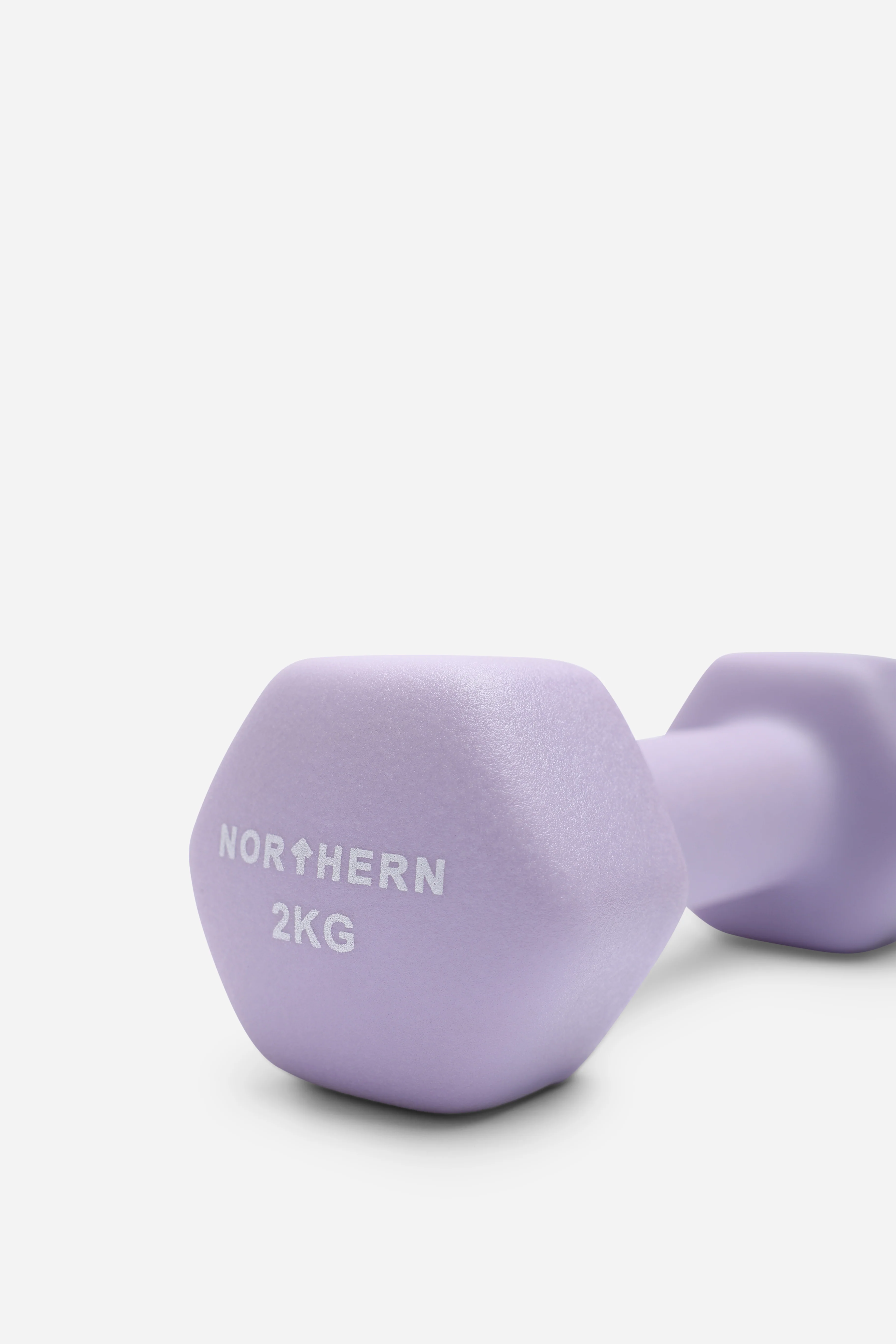 Northern Soft Lavender Neoprene Hex Dumbbells Pair - 2kg x 2 (4kg) - Image 3