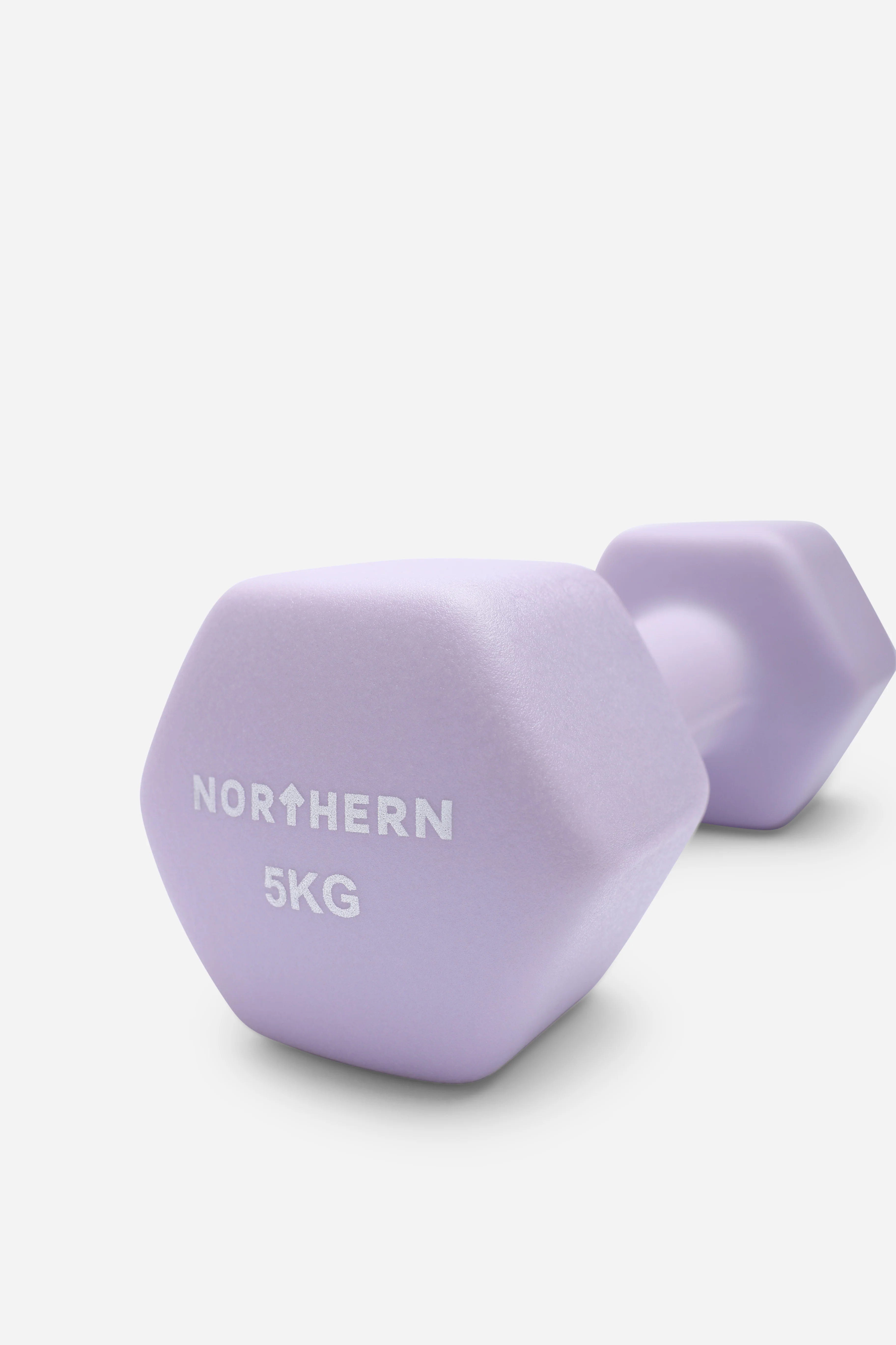 Northern Soft Lavender Neoprene Hex Dumbbells Pair - 5kg x 2 (10kg) - Image 3