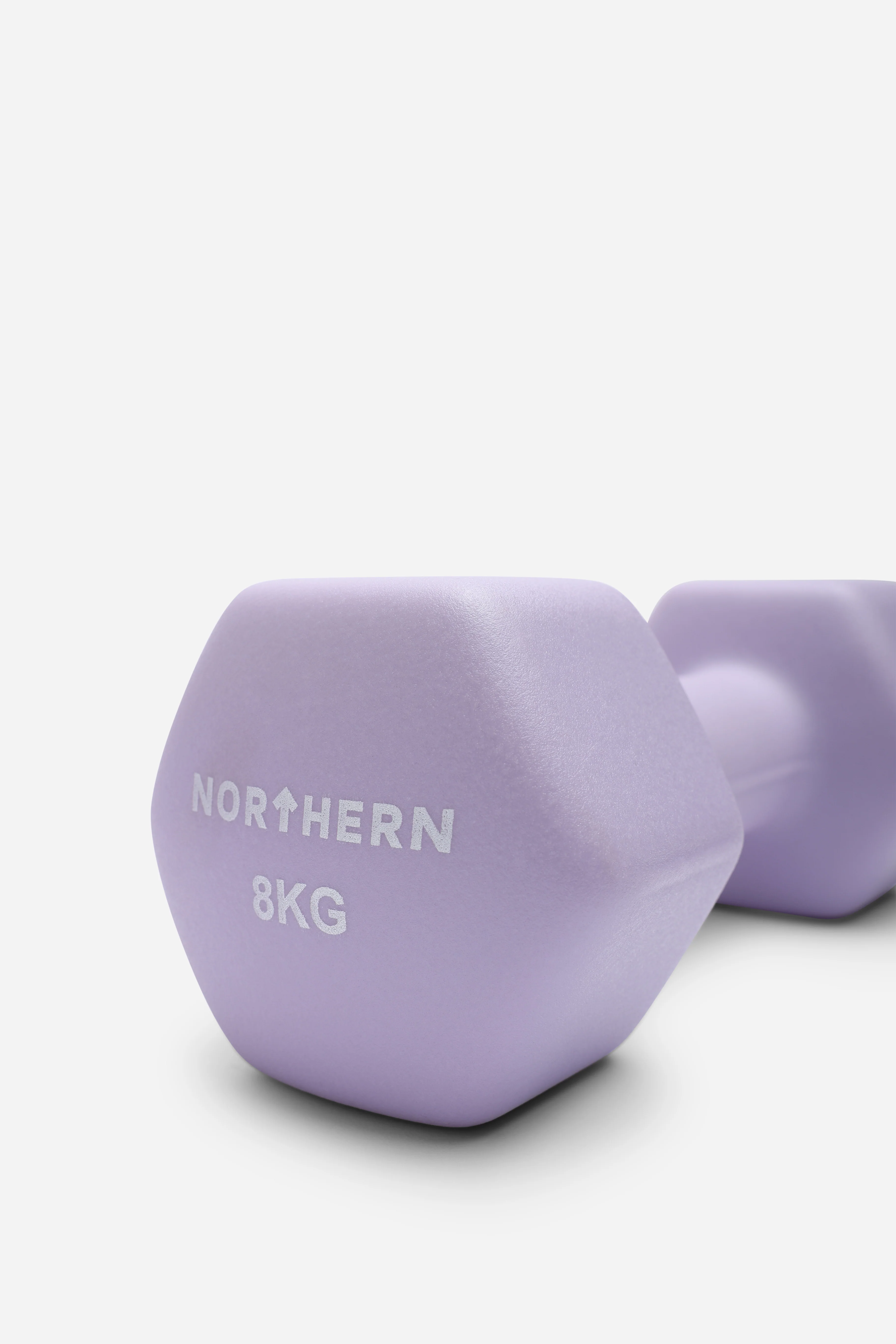 Northern Soft Lavender Neoprene Hex Dumbbells Pair - 8kg x 2 (16kg) - Image 3